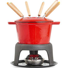 Chocolate Fondue Set with 6 Forks Stylish Cast Iron Porcelain Enamel Pot